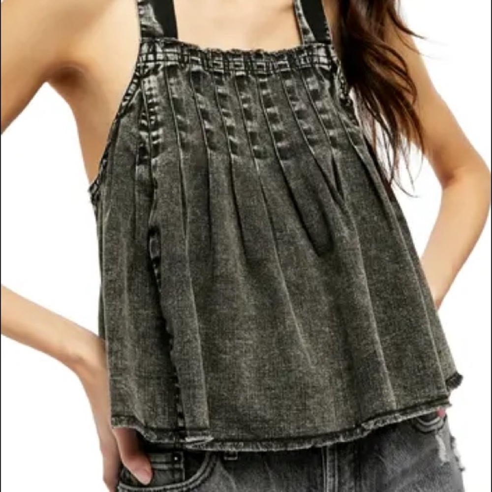 Free people black denim tank